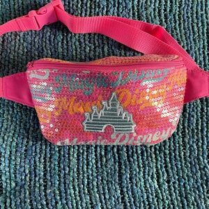 Disney Disneyland Pink Sequined Fanny Pack Bum Bag